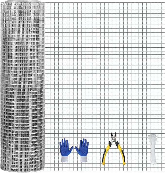 Hardware Cloth, 1/2 inch 36inx50ft 21GA Hot-dip Galvanized Wire Mesh, Wire Fence, Chicken Wire Mesh,Poultry Farming, Garden Fence,Wire Mesh, Tree Protection, Gopher Wire, Rabbit Wire.