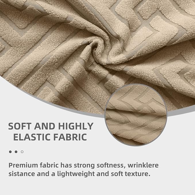 Promindfly Dining Chair Covers, 3D Jacquard Fabric Chair Covers for Dining Room, Anti-Scratch Chair Covers Set of 6, Stretch Washable Dining Chair Covers for Kitchen, Hotel