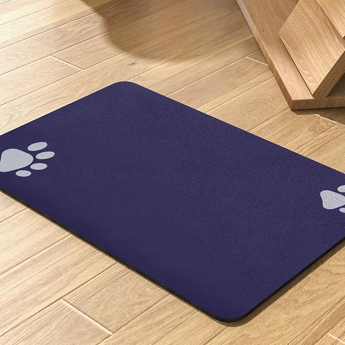 Pet Feeding Mat-Absorbent Dog Mat for Food and Water Bowl-No Stains Quick Dry Water Dispenser Mat-Dog Accessories Pet Supplies-Bowl for Messy Drinkers(Navy,12"x19"