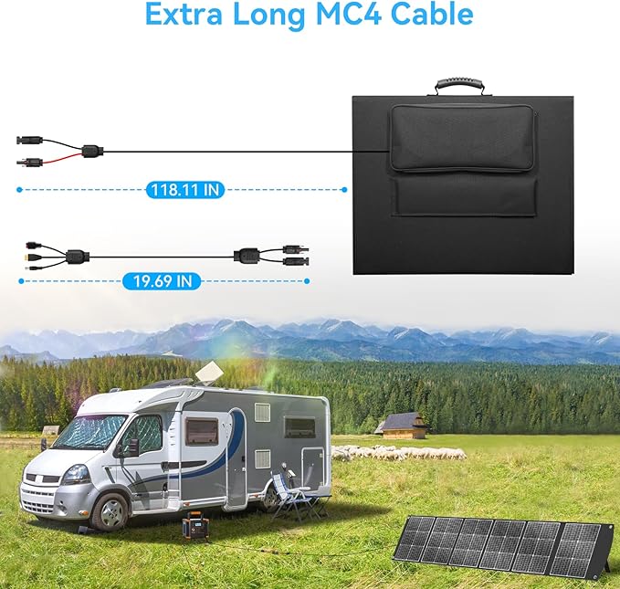 Ecosonique 300W Portable Solar Panel for Most Power Stations, Foldable & Lightweight Solar Suitcase with Kickstands, 40V MC4 & Multi-Output for Solar Generators, RVs, Camping, and Outdoor Use
