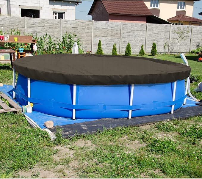 ECOOPTS 6 ft Round Pool Cover for Above Ground Pools, Swimming Pool Cover Protector Winter Safety Cover (Brown)