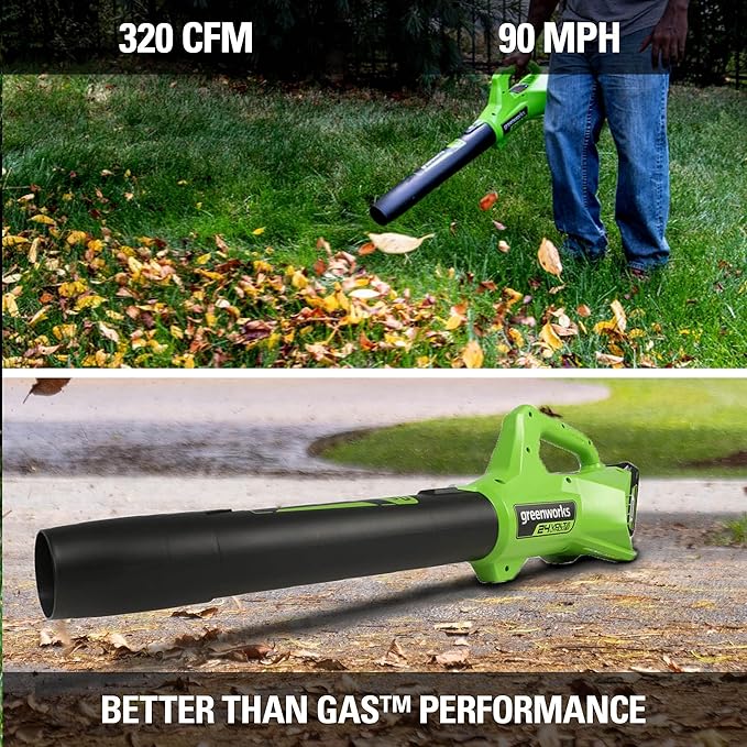 Greenworks 48V (2x24V) Cordless Yard Tool Combo - 21" Self - Propelled Push Mower, 12" Trimmer, Blower + 24V Cordless Battery Inflator