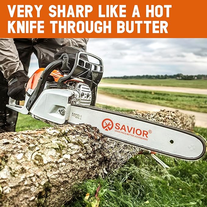 Savior 20 Inch Chainsaw Guide Bar and D70 Chain Combo, 3/8" Pitch .050" Gauge 70 Drive Links for Echo CS-590 CS-600 Poulan Pro Homelite McCulloch Replacement 200PXDD176, 27850 (Chain*3+Bar*1)