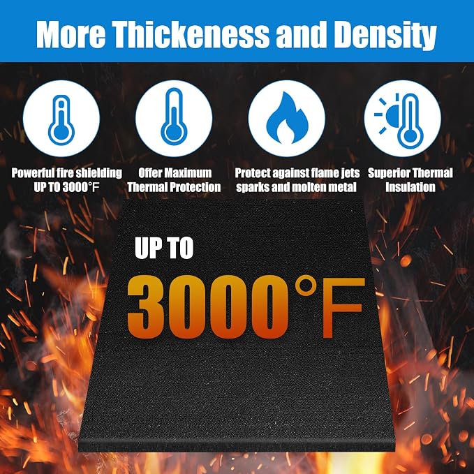 WISSCOOL 10MM Thick 12x12 Inch Fireproof Welding Blanket, Double Side Heat Pad Welding Mat Fire Resistant Carbon Felt Cloth Flame Retardant Fabric Protector Pad for Soldering Firepit Smoker