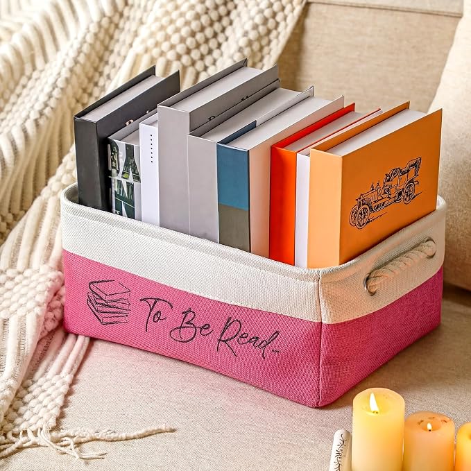 Marsui Book Lover Gifts Tbr Book Storage Basket to Be Read List Storage Bin Bookish Accessories Bookworm Gift for Club Members Student Teacher Reading Accessories