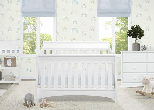 Delta Children Bentley S Series 4-in-1 Convertible Baby Crib, White