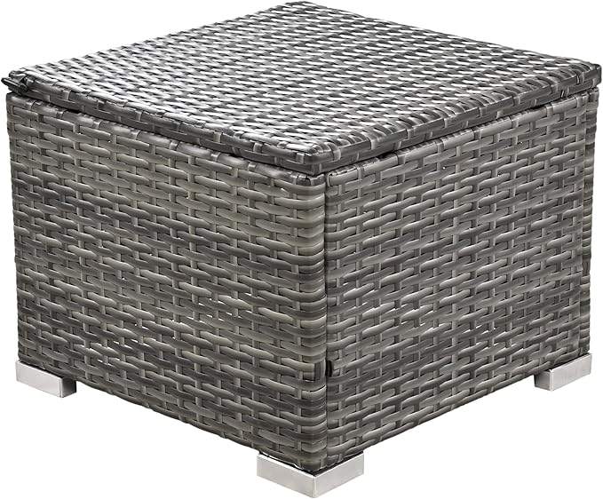 9 Pieces Outdoor Furniture All Weather Patio Sectional Sofa PE Wicker Modular Conversation Sets with Coffee Table and Storage Ottoman, Onesize, Ze-Grey