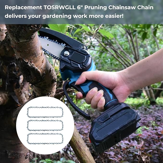 6 Inch Mini Chainsaw Chain Replacement for Saker 6 Inch Portable Electric Cordless Chainsaw,GJ15990-X36820 Chain Saw Blade,37 Drive Links 0.043" Gauge 1/4" LP Pitch (3 Pack)