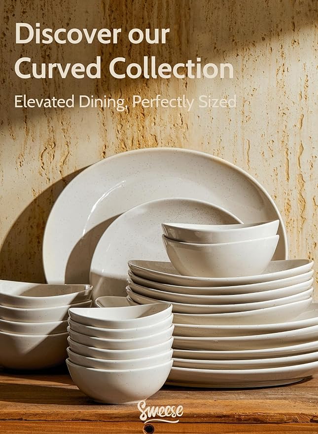 Sweese 7.8" Porcelain Dessert Plates Set, Grey, Set of 6 - Scratch Resistant, Dishwasher Microwave Safe