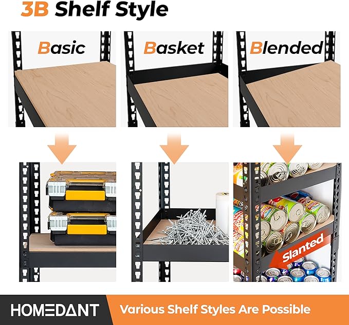 HOMEDANT 28"W x 12.3"D x 59.5"H 5-tier Boltless Metal Shelving Unit Adjustable Garage Storage Utility Rack Heavy Duty Shelves Organization Multipurpose Shelf Warehouse Kitchen Living Room pantry 2Pack
