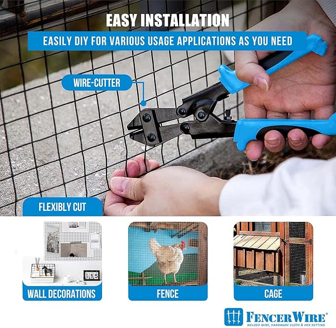 Fencer Wire 16 Gauge Black Vinyl Coated Welded Wire Mesh Size 1 inch by 1 inch for Home and Garden Fence and Pet Enclosures Protect Chickens Rabbits and Farmed Animals (c) 3 ft. x 50 ft.