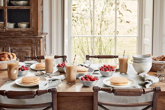 Portmeirion Sophie Conran Arbor Dinner Plate| Set of 4 Dinner, Pasta, and Appetizer Plates | 11 Inch Organic Shape Stoneware | Microwave and Dishwasher Safe – (Creamy White)