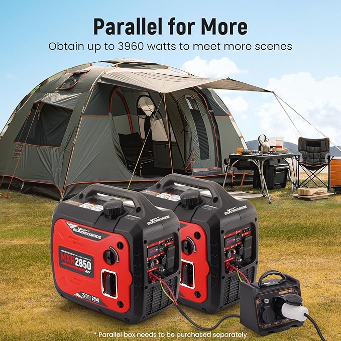 maXpeedingrods 2850 Watt Portable Inverter Generator,Gas Powered, EPA Compliant with CO Alarm, Compact and Lightweight for Outdoor Camping, RV Ready and Home