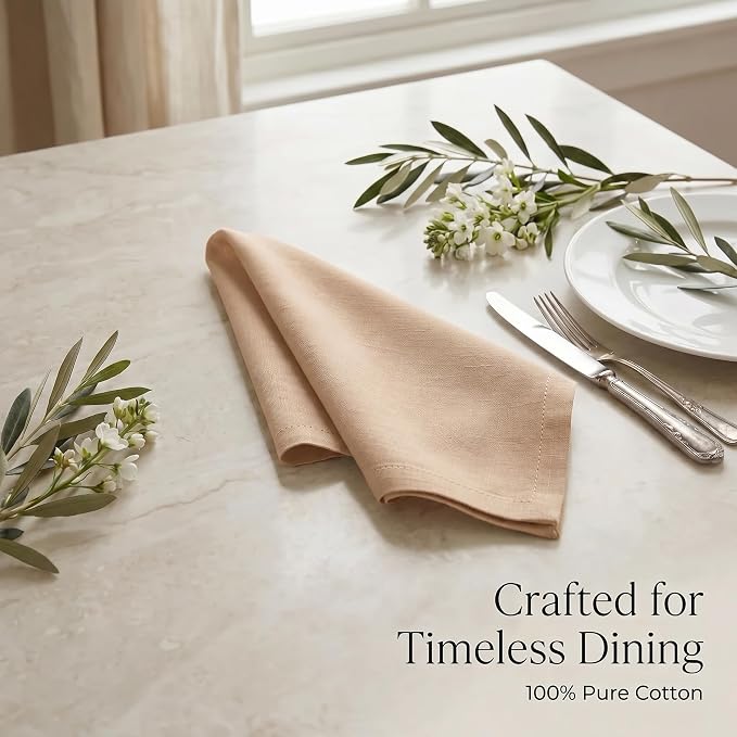 Urban Villa Cloth Napkins Cotton 20x20 (Set of 12) Taupe
