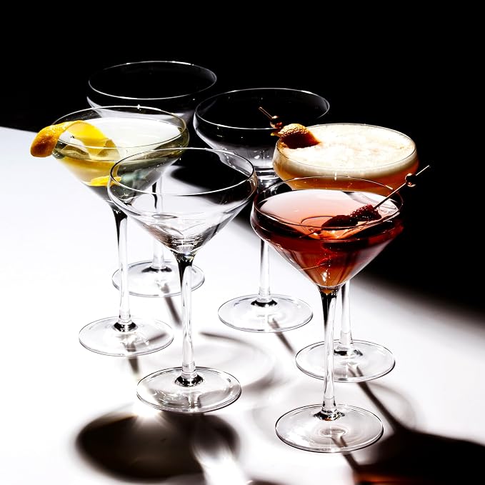 LEMONSODA Hand Blown Nick & Nora Crystal Martini Glasses, Set of 6 | Glassware for Manhattan, Cosmopolitan, Espresso Martini, Lemon Drop & Dirty Martini, Inspired by 1930s Cocktail Culture