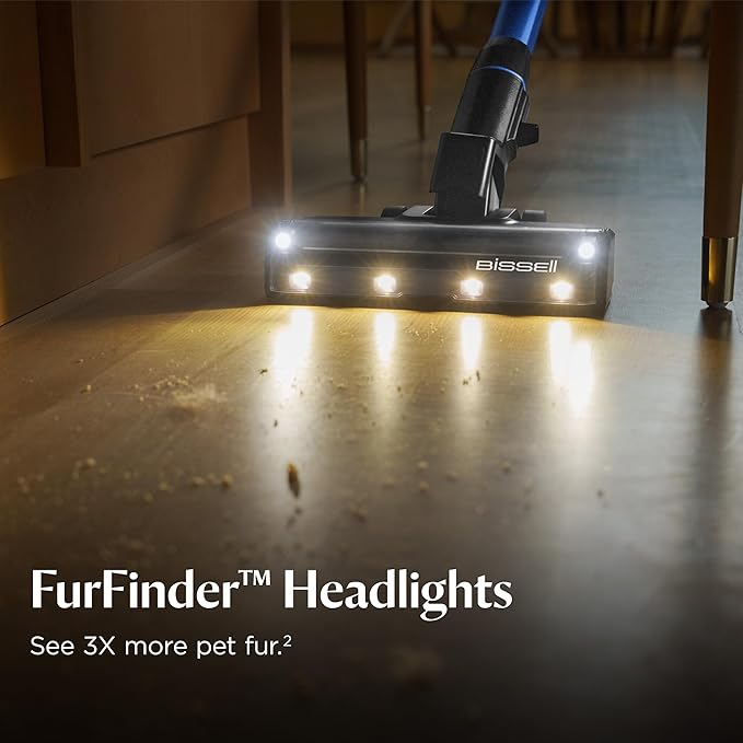 Bissell PowerClean FurFinder 200W Self-Standing Cordless Vacuum w/Tangle Free Brush Roll, Strong Suction, Removeable Battery, Wall Mount, Upholstery Tool & Bright Headlights