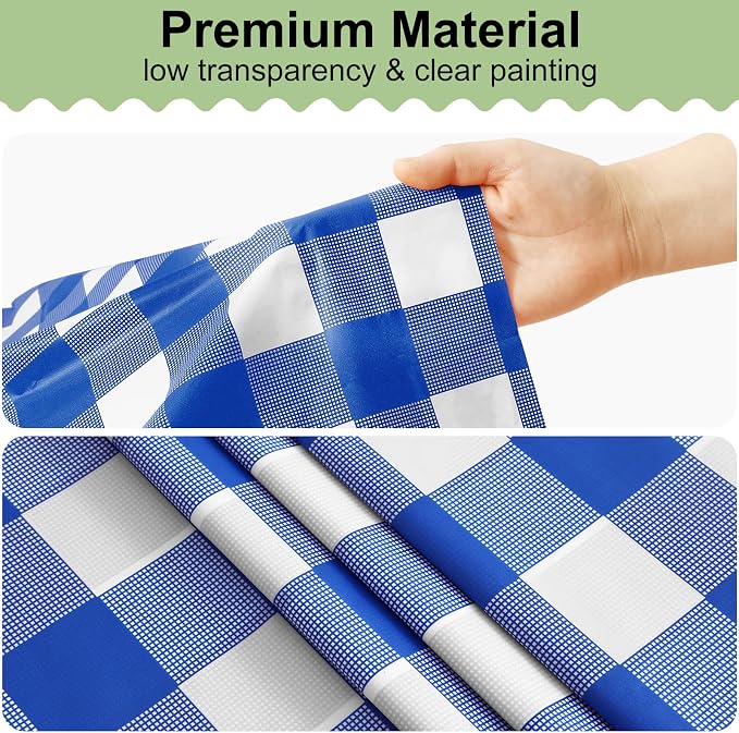6 Packs Buffalo Disposable Table Cloth, 54 x 108 Inch Waterproof Plastic Tablecloth, Rectangle Blue and White Checkered Table Covers for Picnic, Birthday, Party, Back to School
