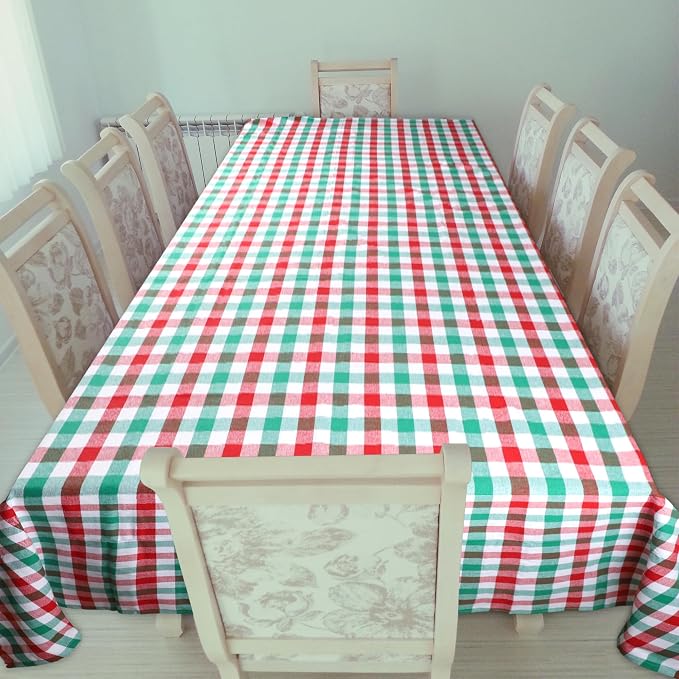 Urban Villa Tablecloth Cotton Tabletop 60x84 (6-8 Seats) Red/Grn/Wht