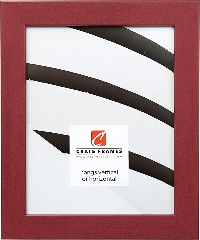 Craig Frames 11x14 Red Picture Frame, Wall Decor for Art and Photos | Ready to hang with a protective glass front, made in the USA for a gallery display