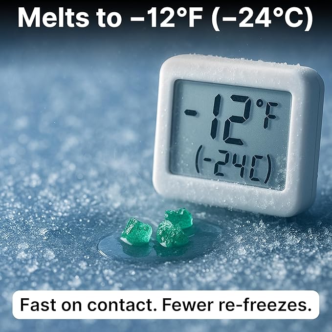 Thawtful Pet Safe Ice Melt – Pet Friendly Ice Melt, Snow Melt – Green Granules with CMA, Melts to −12°F (−24°C) - Driveway Salt & Sidewalk Salt for Ice (4 qt. - 8.5 lb.)