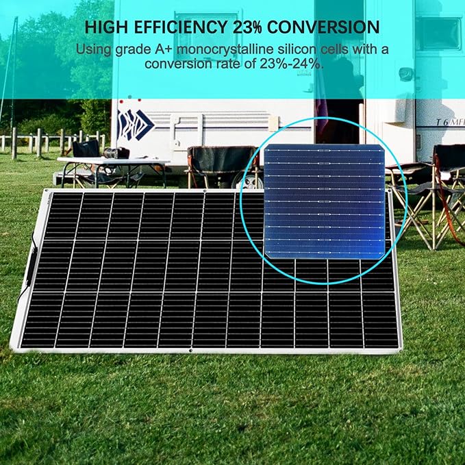 Flexible Solar Panel kit 200W 12V,2PCS 105W monocrystalline Solar Panel,20A Charge Controller,Extension Cable,Y-Type Connector for Off Grid RV, Boat,Cabin,Home Uneven Surfaces (200W Solar KIT White)