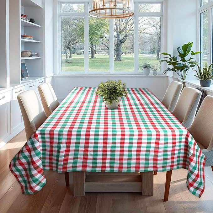 Urban Villa Tablecloth Cotton Tabletop 60x84 (6-8 Seats) Red/Grn/Wht