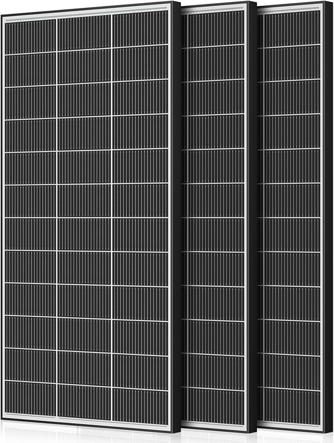 Bifacial 600 Watt Solar Panels 200 Watt Solar Panel 3 Pack 18BB Monocrystalline A+ Cell High-Efficiency Module PV Power Charger Homes Camping RV Battery Boat Caravan Other Off-Grid Applications