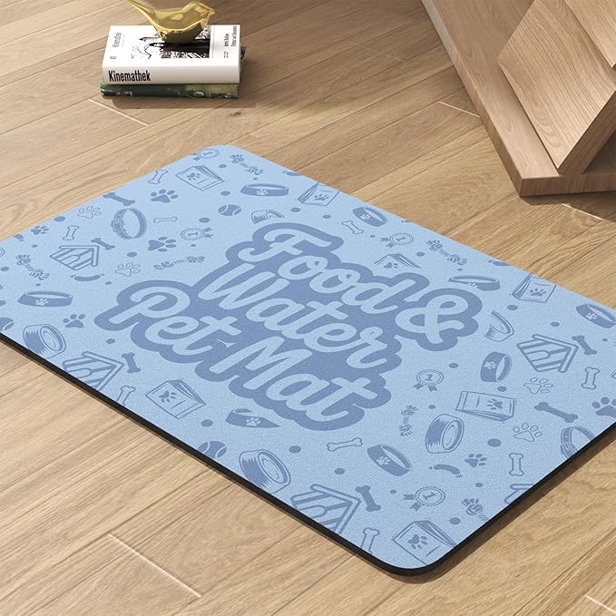 Pet Feeding Mat-Absorbent Dog Mat for Food and Water Bowl-No Stains Quick Dry Water Dispenser Mat-Dog Accessories Pet Supplies-Bowl for Messy Drinkers(Words,17"x28"