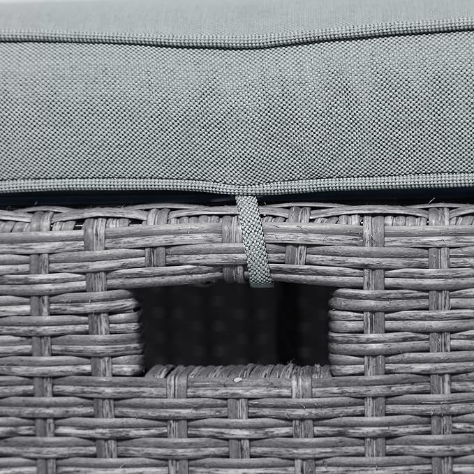 7 Pieces Patio Furniture Outdoor Sectional Sofa Conversation Set All Weather Wicker Rattan Couch Dining Table & Chair with Ottoman, OneSize, Cb-Grey