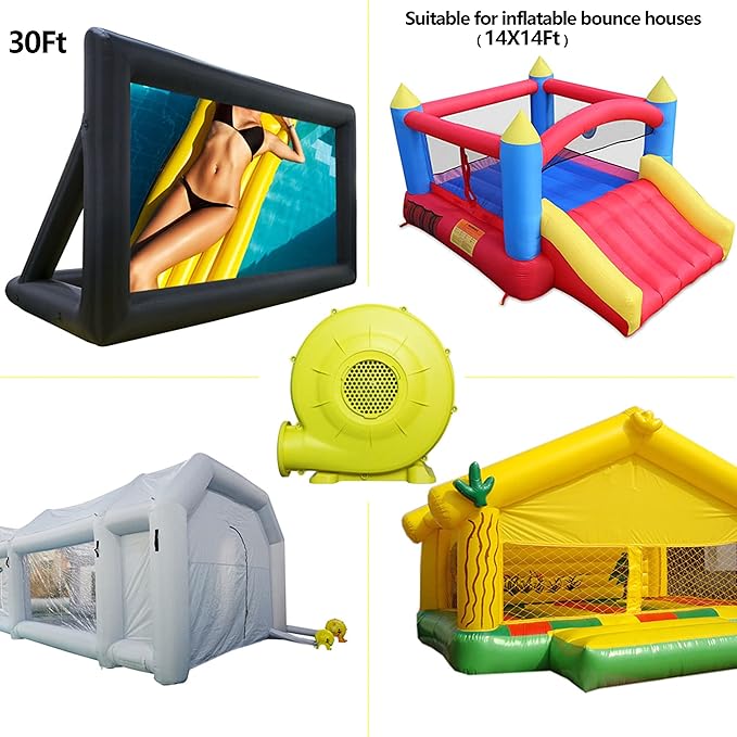 750W(1HP) Blower, Commercial Inflatable Bounce Blower, Ideal for Inflatable Bounce Houses, Bouncy Castles (UL Certification)