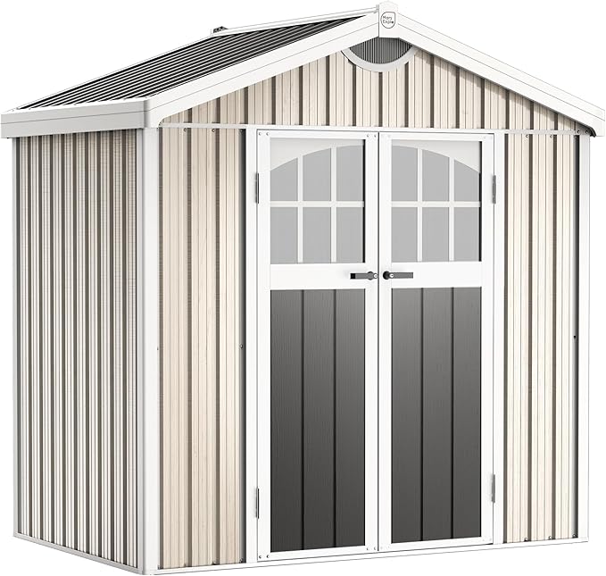 6X4 FT Metal Garden Sheds & Outdoor Storage with Sloping Roof,Lockable Door for Backyard,Patio