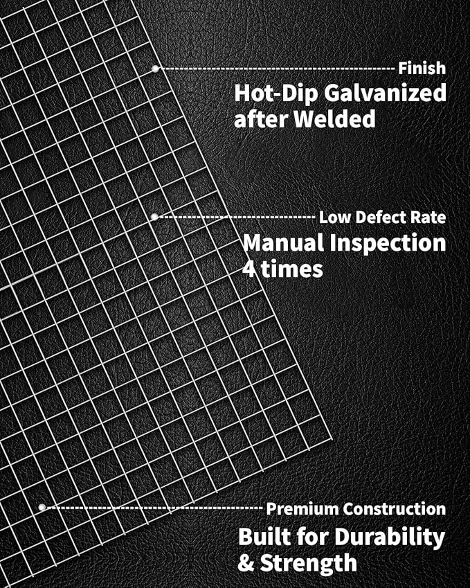 Hardware Cloth 1/2 inch 48 x 100 Ft 19 Gauge - Hot Dip Galvanized After Welding - Chicken Wire Fencing Gopher Wire Mesh Roll Garden Fence Wire Mesh Fence