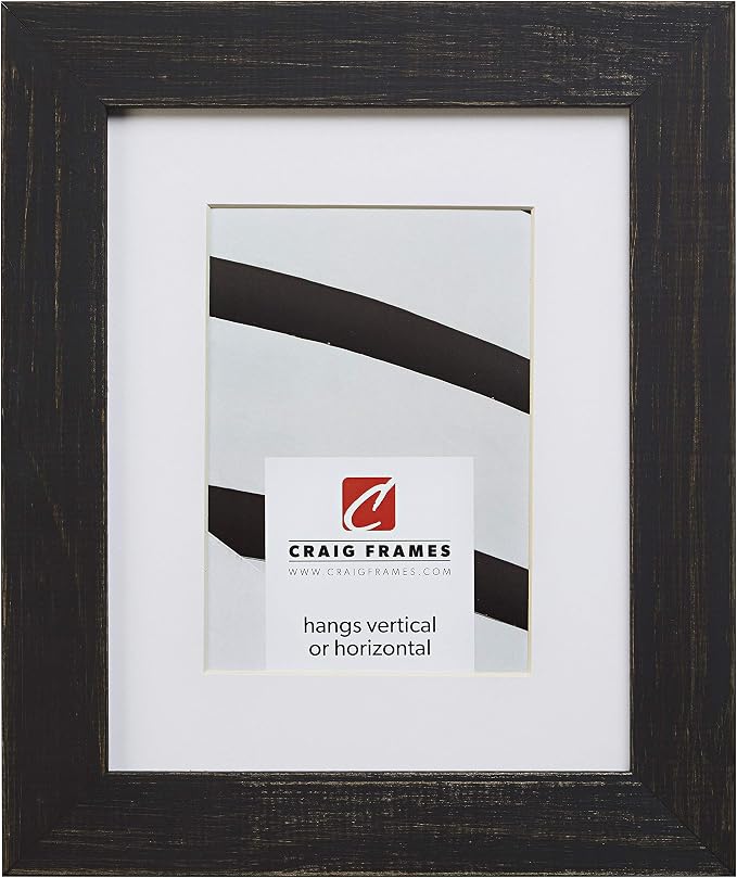 Craig Frames Jasper, 14 x 18 Inch Country Charcoal Black Picture Frame Matted to Display a 10 x 13 Inch Photo
