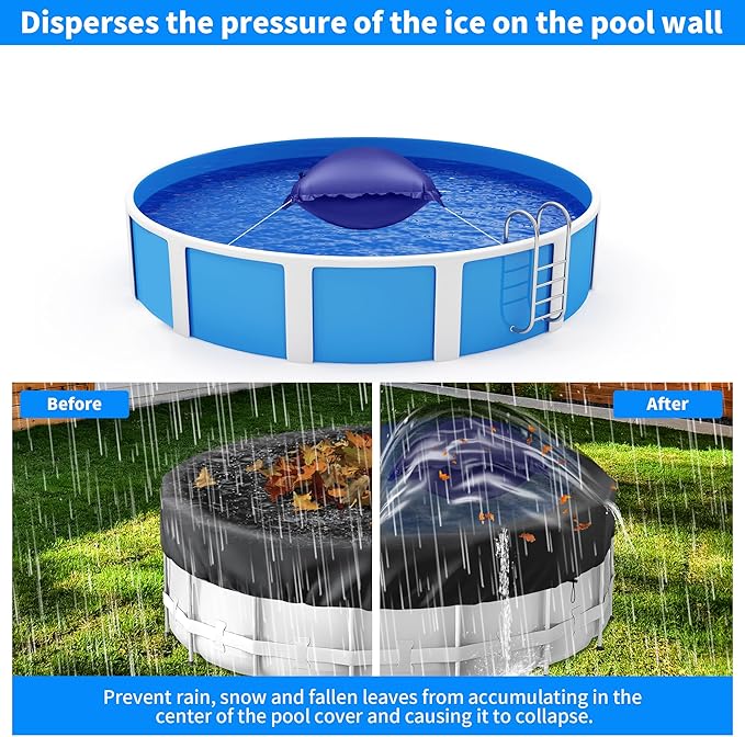 3 Pack Pool Pillow for for Above Ground Pools, 4x4 Ft Pool Air Pillow for Closing Winter Pool Winterizing Kit for Ground Pool, 0.5mm PVC Material, 2X 16.5Ft Rope (Blue)