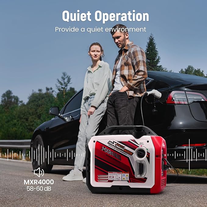 maXpeedingrods 4000 Watt Inverter Generator Portable, Bluetooth® App Remote Data Monitor, RV Ready, Gas Powered Generator with CO Alarm for Outdoor Camping, Home Backup