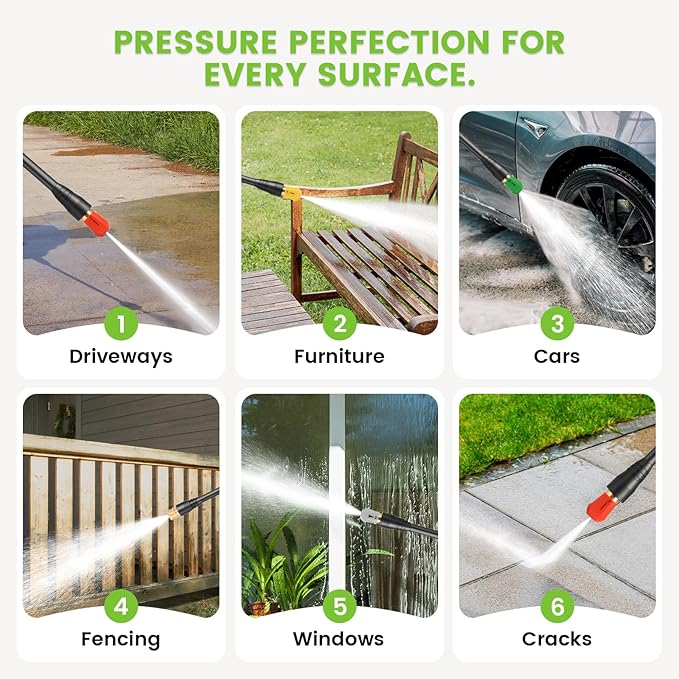 Electric Pressure Washer Adjustable 5000PSI 4.0 GPM Power Washers Electric Powered with 33ft Hose Reel, 4 Nozzle and Foam Cannon, Powerwashers Cleaner Machine for Home, Cars, Patio, Green