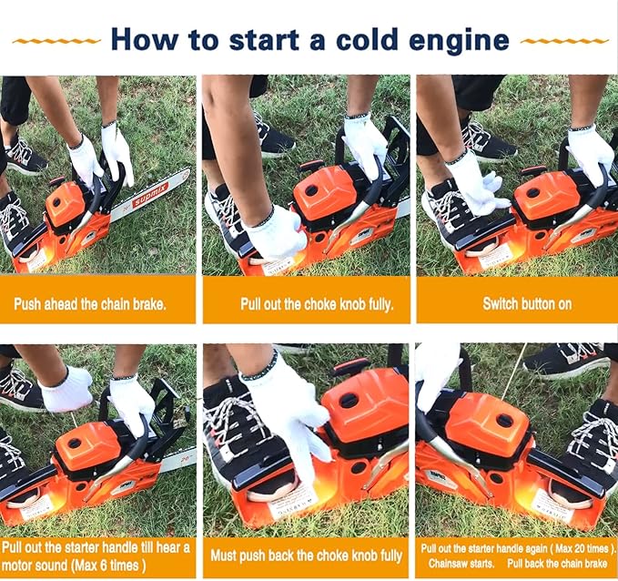 62cc Gas Chainsaw 20 Inch Gas Powered Chainsaws 2-Cycle Petrol Handheld Gasoline Chain Saw Power Saws for Cutting Wood Tree Trimming
