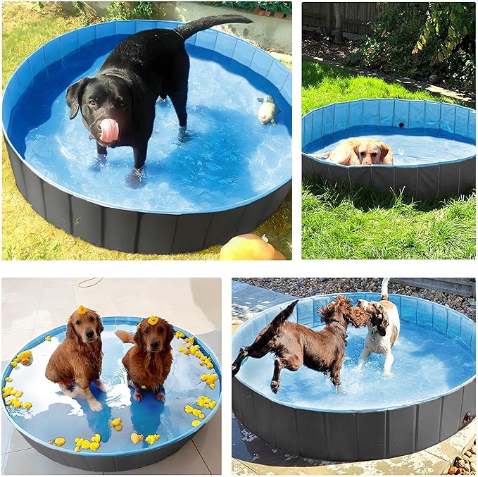 Yaheetech Foldable Dog Pool Collapsible Hard Plastic Dog Swimming Pool Portable Pet Pools Doggie Wading Pool Bath Tub for Puppy Small Medium Large Dogs, 71 x 12 Inches Black,Used