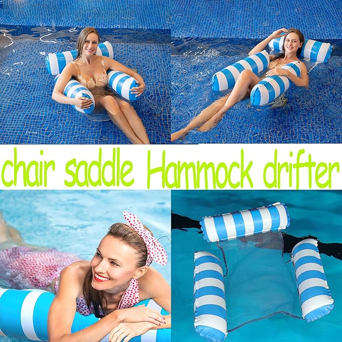 Water Hammock Lounger - Pool Float Lounger for Adults Inflatable Swimming Pool Hammock Floaties Multi-Purpose Pool Floating Lounge Bed for Summer Outdoor Pool