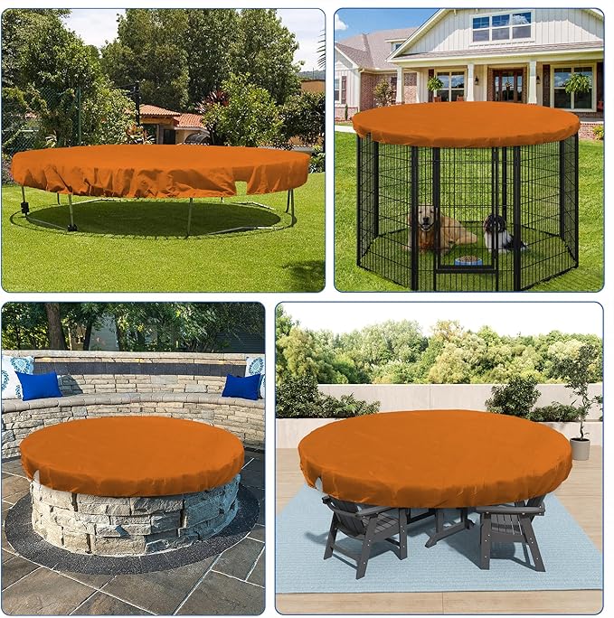 ECOOPTS 12 ft Round Pool Cover for Above Ground Pools, Swimming Pool Cover Protector Winter Safety Cover (Orange)