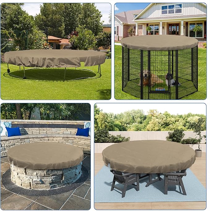 ECOOPTS 18 ft Round Pool Cover for Above Ground Pools, Swimming Pool Cover Protector Winter Safety Cover (Sand)