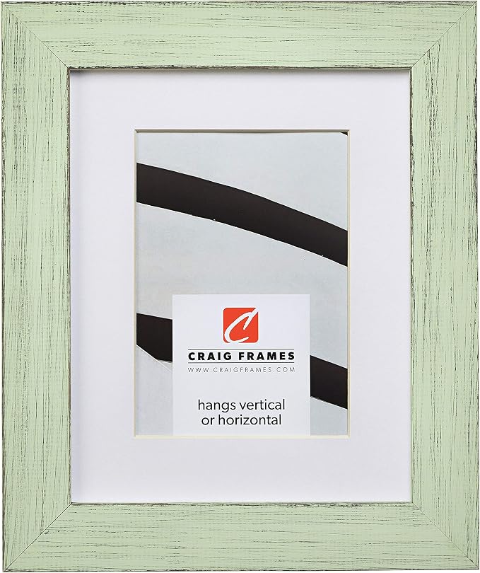 Craig Frames 18x24 Green Picture Frame Matted to 12x18, Rustic Wall Decor | A lightweight, shatter resistant acrylic front, made in the USA for a gallery display
