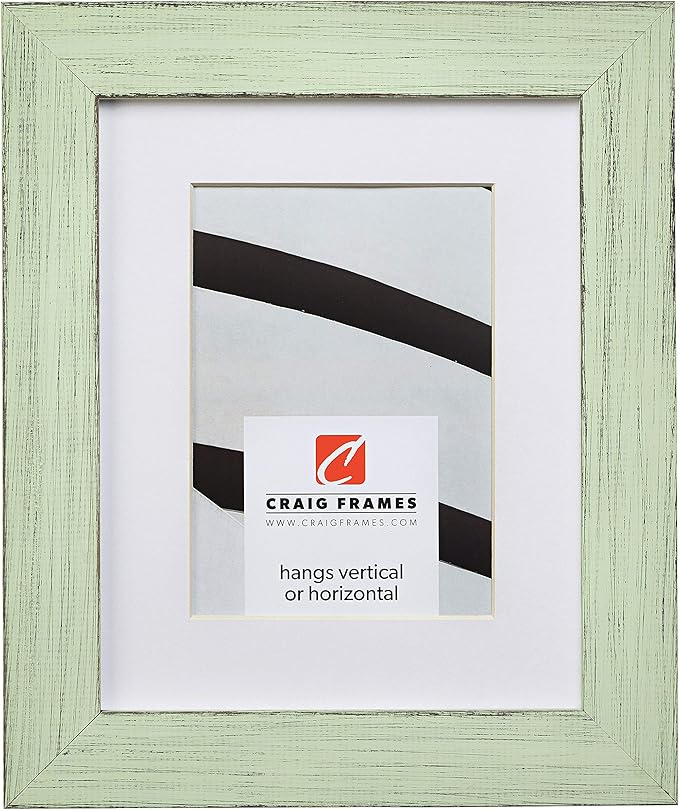 Craig Frames 18x24 Green Picture Frame Matted to 12x18, Rustic Wall Decor | A lightweight, shatter resistant acrylic front, made in the USA for a gallery display