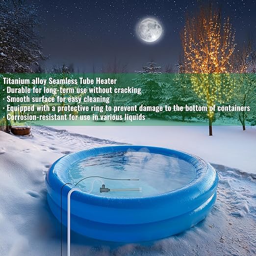 2000W Titanium Fully Submersible Water Heater for Hot Tub & Swimming Pool – Portable Immersion Electric Heater with GFCI & Temp Control for Bathtub, Baptismal Pool & Above Ground Pool