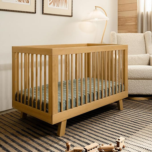 babyletto Hudson 3-in-1 Convertible Crib with Toddler Bed Conversion Kit in Honey, Greenguard Gold Certified