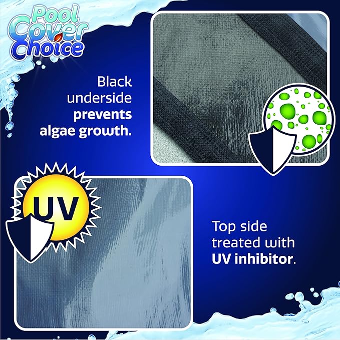 Winter Swimming Pool Cover for 15 ft Aboveground Round Pool Size, Top Choice Series, Solid Material, Color - Platinum Gray, Pool Cover Choice 3015-4CHOICE