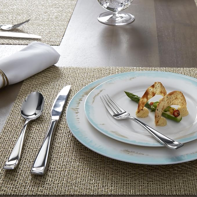 Oneida Moda 75-Piece 18/10 Silverware Set for 12, Flatware | silver, dishwasher safe | includes knives, forks, and spoons | heavy duty, cutlery set, utensil set, wedding silverware