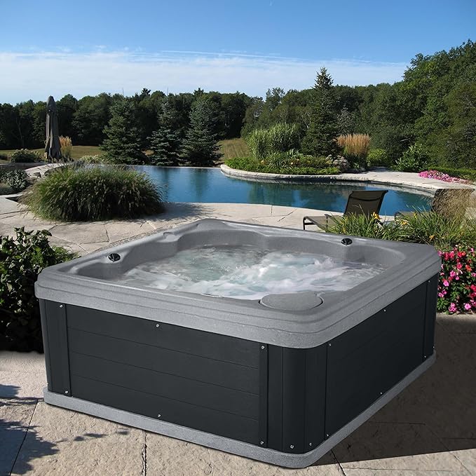 Inland 6 Person Indoor Outdoor Hot Tub, Plug & Play Spa, 24 Jets, LED Lighting System, Insulated Spa Cover, Made in USA, Aqualife by Strong Spas