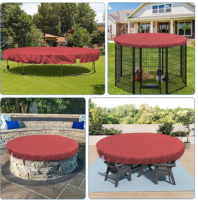 ECOOPTS 15 ft Round Pool Cover for Above Ground Pools, Swimming Pool Cover Protector Winter Safety Cover (Red)