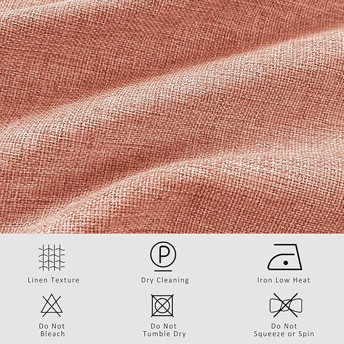 Macochico Pinch Pleated 100% Blackout Curtains Orange Linen Curtains for Bedroom Living Room Farmhouse Thermal Insulated Window Panels Pleated Curtains with Hooks and Tieback 52”Wx72”L 1 Panel